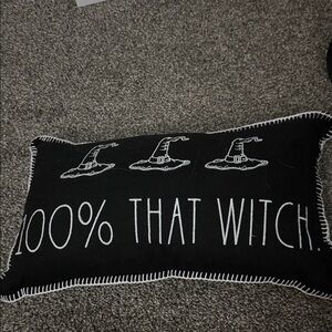 Rae Dunn Black and White Halloween Pillow